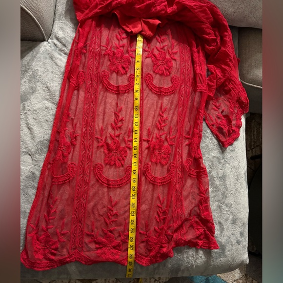 Red lace romper. Red is a little deeper than the photo. - Picture 8 of 11